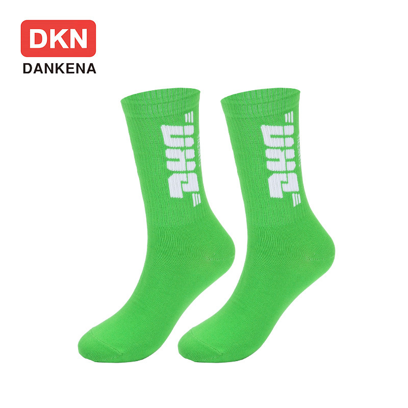 DANKENA Couple Bright Colored Socks D Letter Blue Red White Stripe Men Women Socks